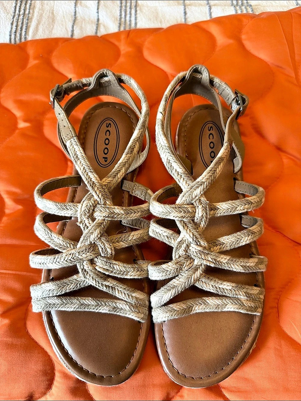 Scoop Women's Ankle Wrap Sandals Brown & Beige